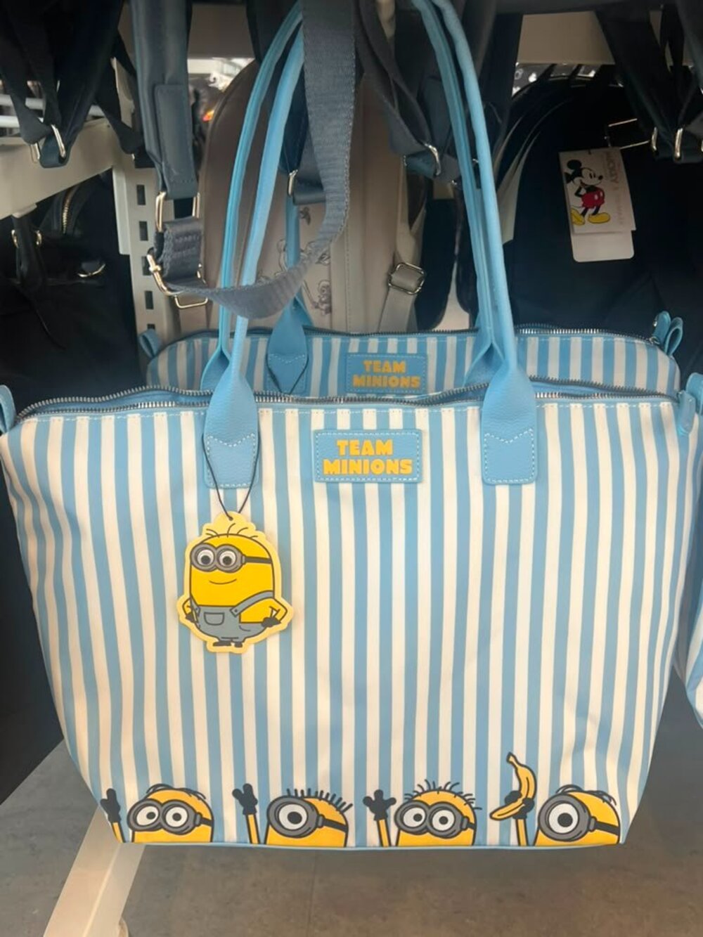 Team Minions Blue Striped Tote Bag
